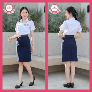 ชุดครูเอกชนหญิง คอเชิ้ตแขนสั้น+กระโปรง(ขายแยกชิ้น)