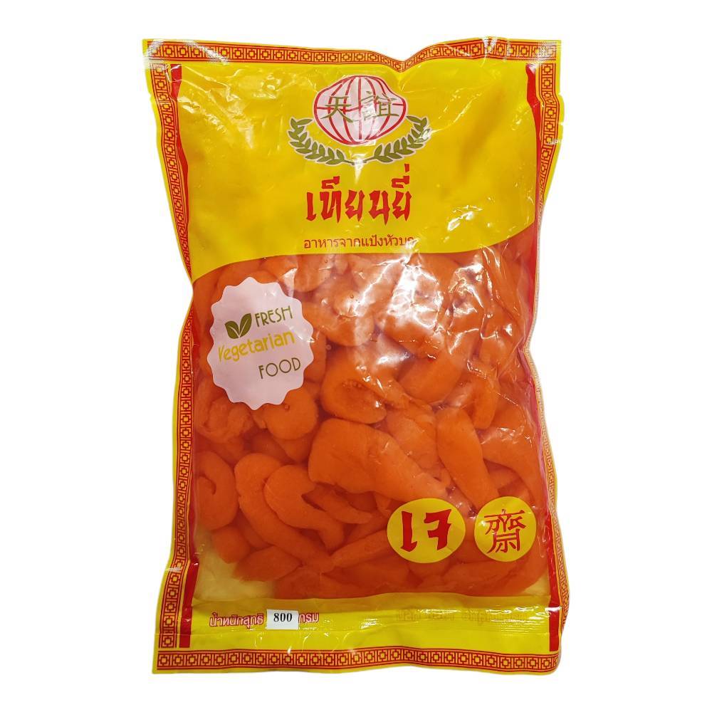 อาหารเจ กุ้งแดงเจ ปลาอินทรีย์เจ ลูกชิ้นเจ หมึกเจ อาหารจากแป้งหัวบุก ตรา เทียนยี่ ขนาด 150 - 800 กรัม