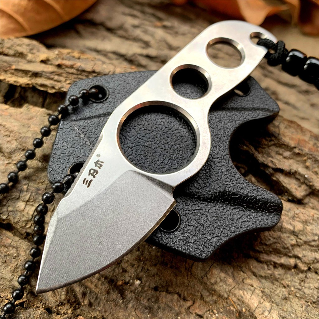 มีดเล็ก มีดใบตาย มีดคอ (neck knife) มีดห้อยคอ Sanrenmu 4091 ใบ 1.5" เหล็ก 12C27 พร้อมเคส (K-sheath) 