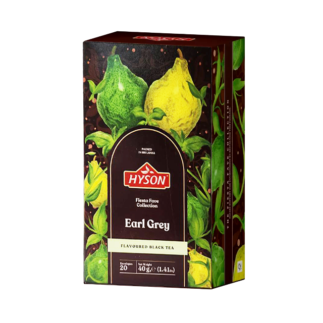 (กดซื้อ2ชิ้น ลด50%) HYSON Fiesta Black Tea Earl Grey - ไฮซัน ชาเอิร์ลเกรย์ ชาดำสำเร็จรูป 40g (20ซอง) (EXP.01.08.2026)