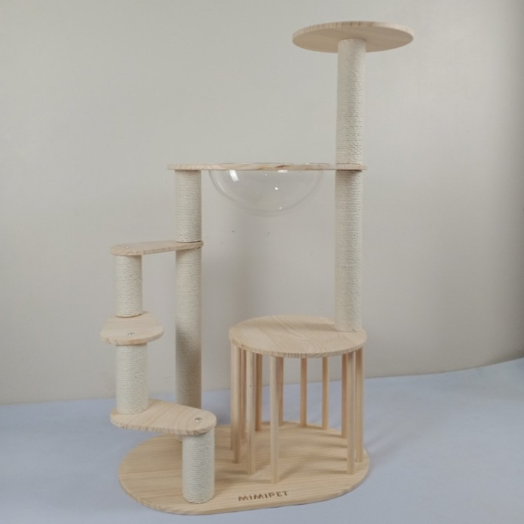 MIP145N Hisopetshop คอนโดแมวไม้สน｜หลุมแมวขนาด 30 ซม.｜ไม้ธรรมชาติ｜นอนเล่น ข่วนเล็บได้