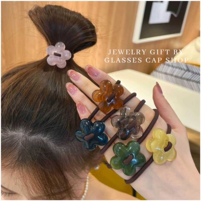 พร้อมส่ง ยางรัดผม รูปดอกไม้ อะคริลิค สำหรับผู้หญิง [[ร้านไทย จัดส่งจากกรุงเทพ]]