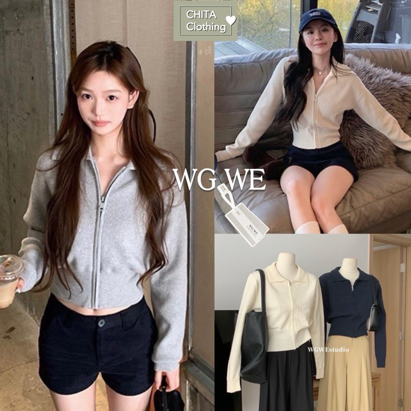 2376# เสื้อแขนยาวเนื้อผ้าร่องไหมพรมงานซิปหน้า เนื้อผ้าดี ยืดหยุ่นได้เยอะ TAG:WG.WE