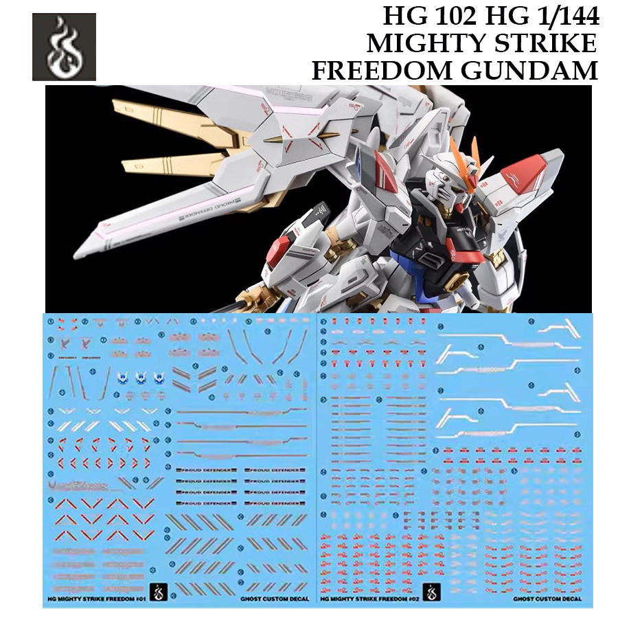 ดีคอลน้ำ [GHOST] HG102 s HG 1/144 MIGHTY STRIKE FREEDOM GUNDAM WATER SLIDE DECAL FLUORESCENT HG102