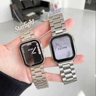สายสแตนเลสสตีลอินเทรนด์โซ่โลหะสำหรับสาย smart watch11 10 8 7 se 6 5 4 3 watch band บุคลิกภาพ สายนาฬิกา stain