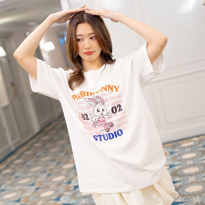 8202studio PariBunny oversized t-shirt black / white ( heavy cotton)