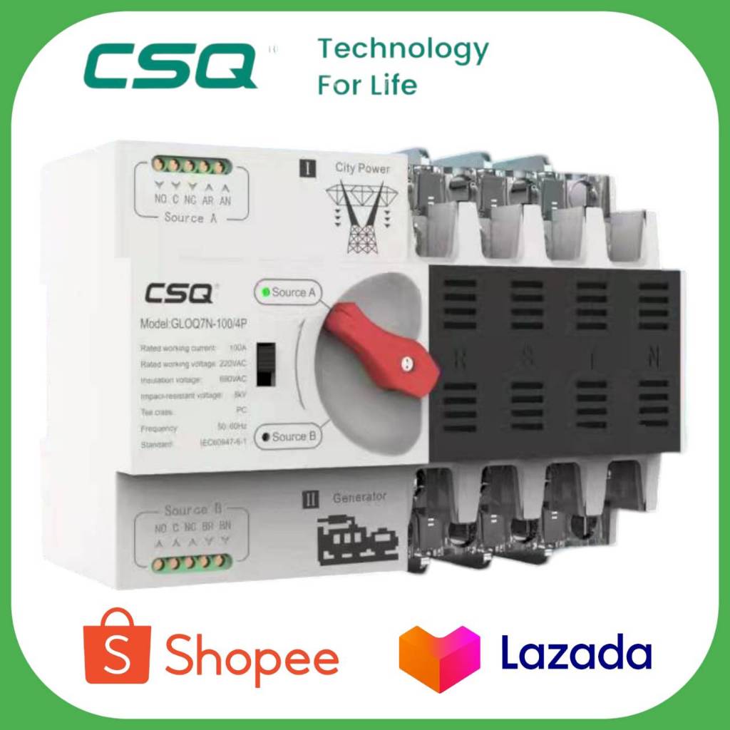 ตู้ประกอบATS 63A/2P ของCSQ ขนาดตู้เบอร์ 8 IP55 (25A)