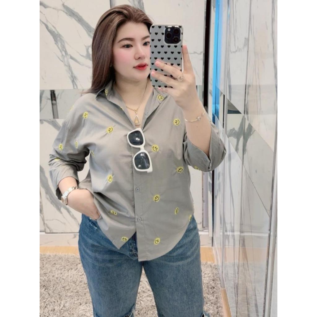 H05 เชิ้ตแขนสามส่วนปักยิ้ม อก48 - รูปที่ 3