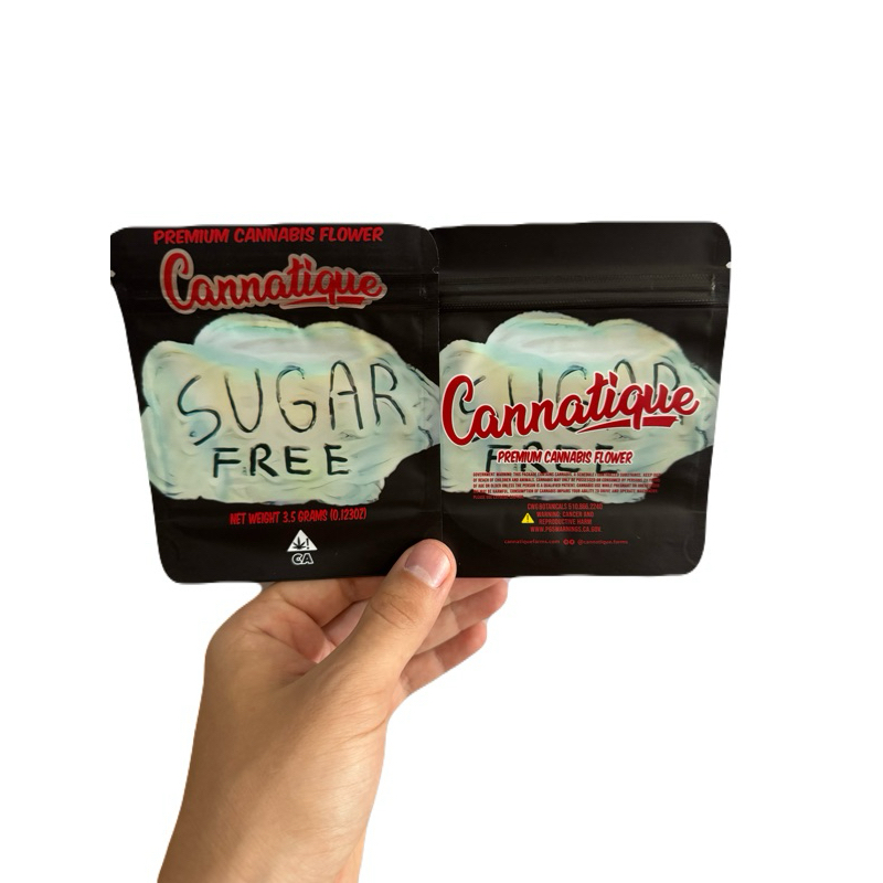 High Quality Mylar Zip Bag Packaging 3.5gr Cannatique Sugar Free Smell Proof Water Proof