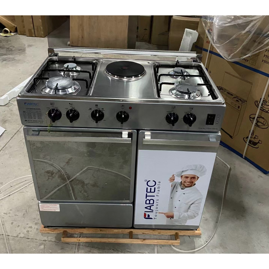 ส่งออกไปยังสหรัฐอเมริกาและยุโรป/FTGOX-72041SL เตาแก๊ส 4 เตาและเตาแก๊สไฟฟ้า 1 เตาแบบบูรณาการเตาอบ