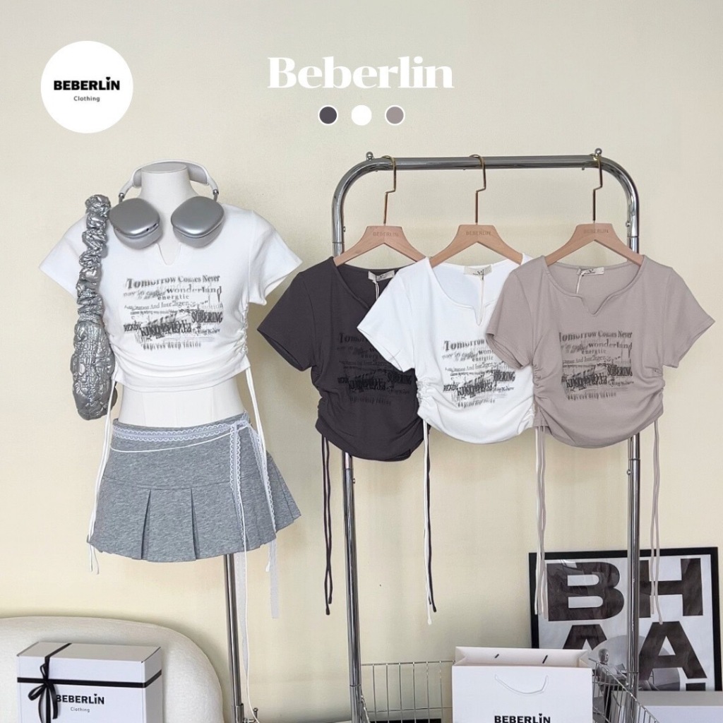Beberlin เสื้อครอป แฟชั่น เก็บเอวเข้าทรงสวย No : BL46
