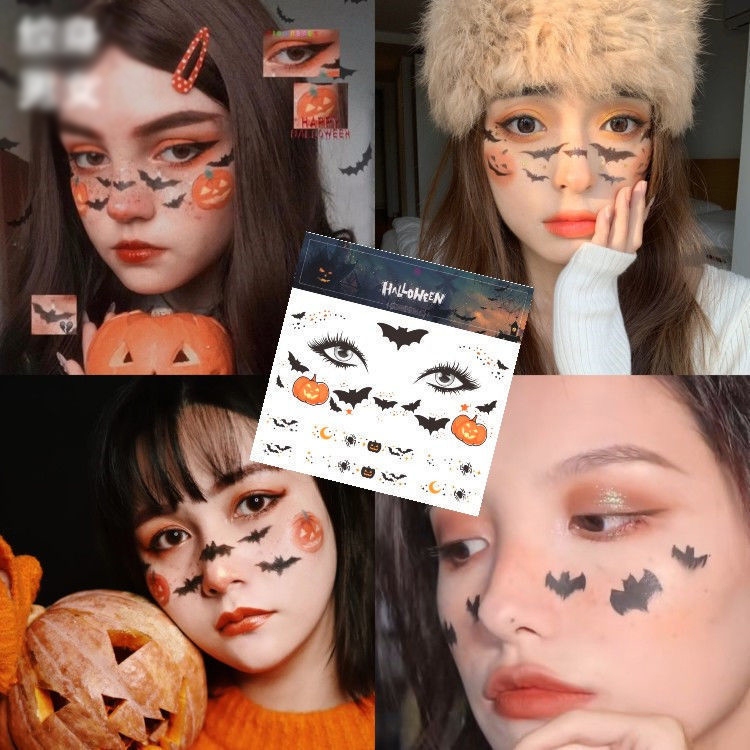 พร้อมส่ง สติ๊กเกอร์รอยสักฮาโลวีน รอยสักตกแต่งหน้าฮาโลวีน มี 2 แบบให้เลือก