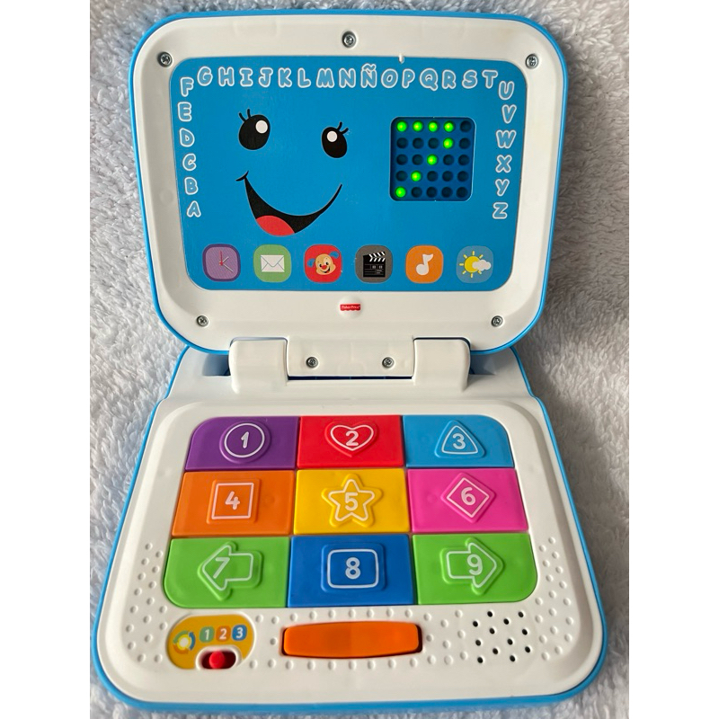 คอมพิวเตอร์เด็ก Fisher-Price แท้💯 มือสอง สภาพใหม่มาก ❌ภาษาสเปน❌เอาไปกดเล่นสอนสีสอนเลขสอนรูปทรงฝึกกดเ