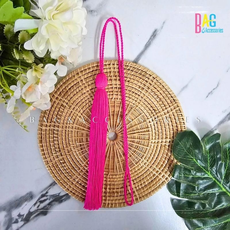 พู่สายยาว​ พู่ห้อยหมวกรับปริญญา​ สีชมพูบานเย็น  สามารถสั่งทำสีได้