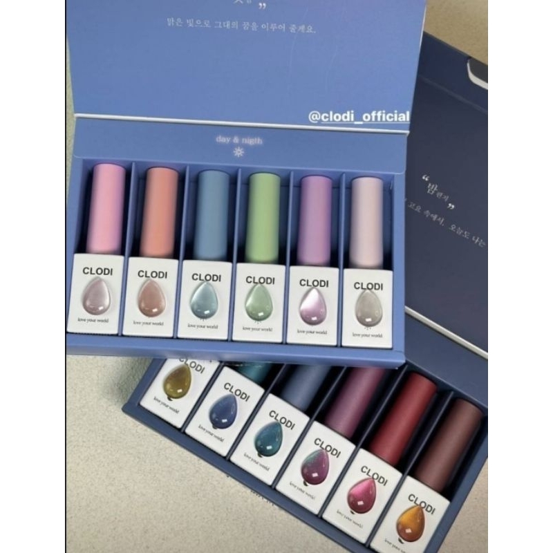 เซตสีเจลCLODI 'Day&Night' collection 12สีCateye #DN1-12 พร้อมชาร์ตสีเปล่า ของแท้จากเกาหลี พร้อมส่ง