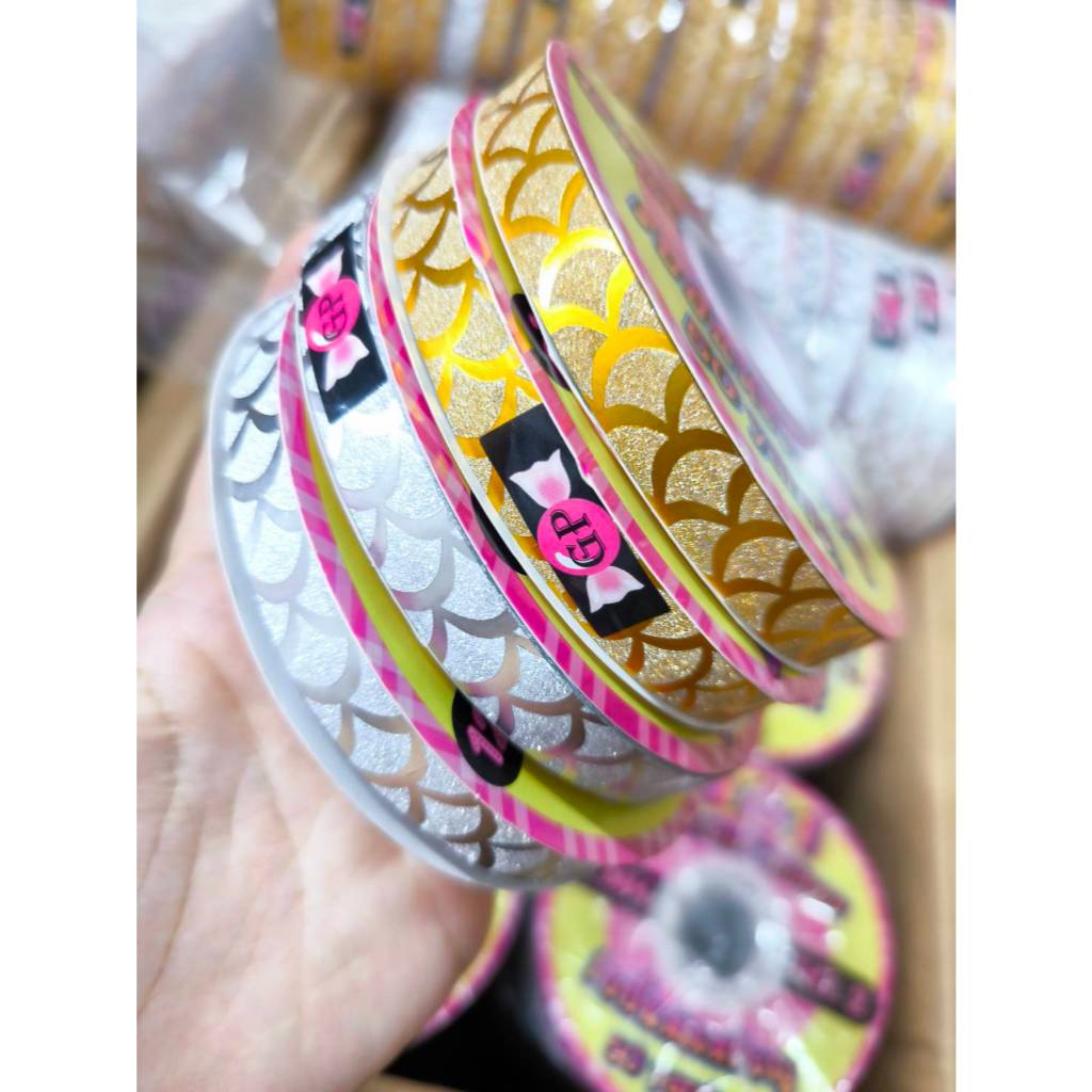 ริบบิ้นกากเพชร/กากเพชรรุ้ง เบอร์ 2 ห่อเหรียญ #ตราTWและGP ความยาว 50 หลา/ม้วน