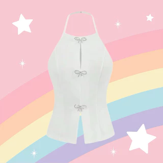 เสื้อคล้องคอ ดีไซส์เรียบหรู แต่งโบว์เพชร(D002)