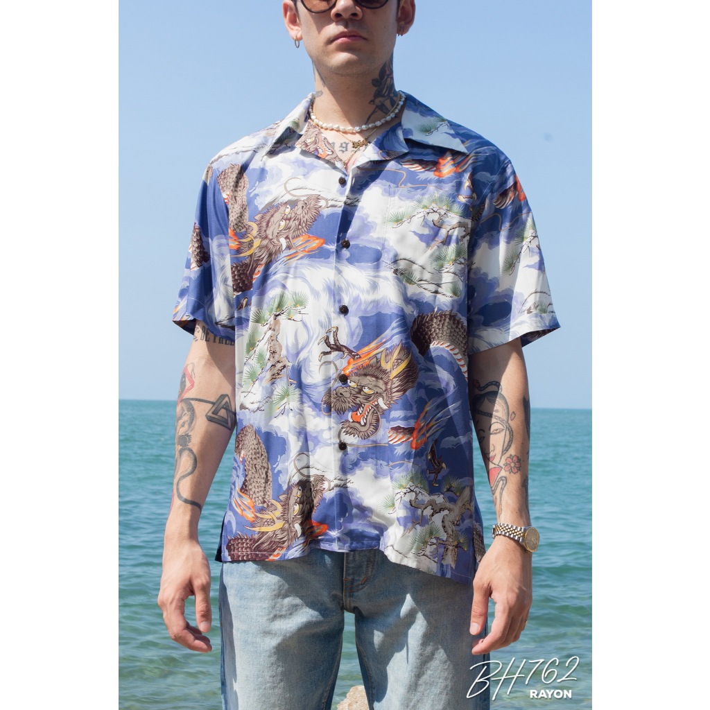 Simple&Raw - เสื้อเชิ้ต BH762 BlueHawaii Shirts (ฺBlue)