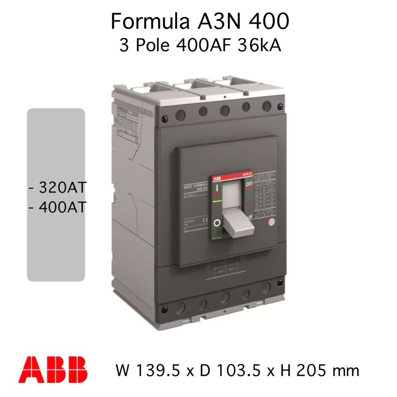 ABB เบรกเกอร์ MCCB Formula A3N 400 3P 320A 400A