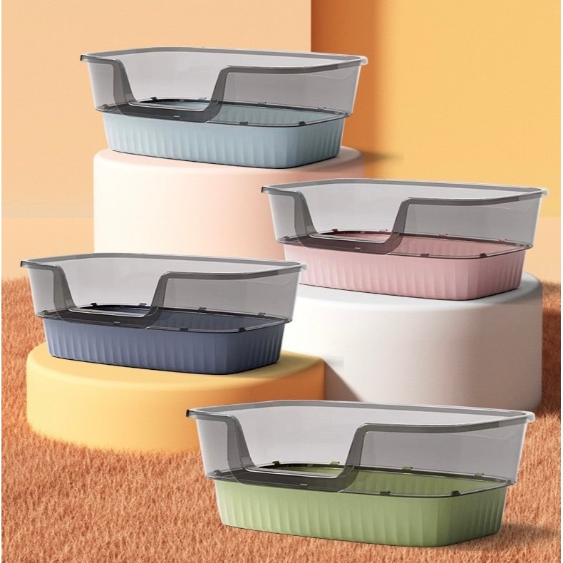 MJ_SHOP - กะบะทรายแมวแบบกึ่งเปิด พร้อมที่ตักทราย