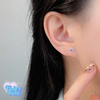 Fairybaby ต่างหู Darling Gem ต่างหู ตุ้มหู รูปหัวใจ เพชรจิ๋ว เล่นแสง มินิ ใส่ไปโรงเรียน (มี 4 สีให้เลือก ) (E2-028)