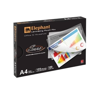 พลาสติกเคลือบบัตร Sure รุ่นประหยัด A4 125 Mic. 100 แผ่น/กล่อง ตราช้าง