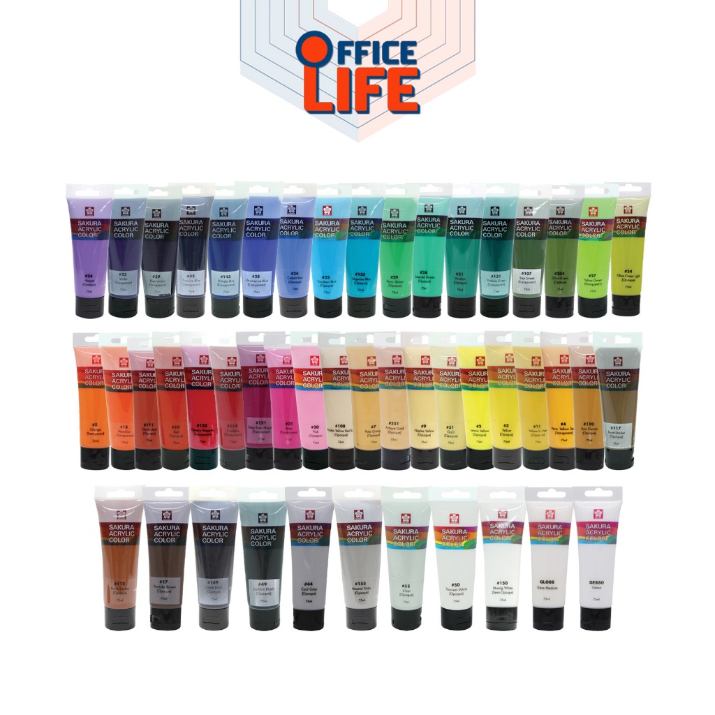 SAKURA (ซากุระ) สีอะคริลิค รุ่น XAC ขนาด 75 ML. มีทั้งหมด 48 สี ( 1 หลอด )