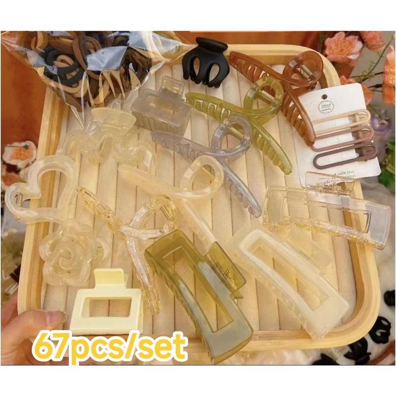 ชุดกิ๊บติดผม 67 ชิ้น สไตล์เกาหลี คลิปผม ผู้หญิง ใช้ได้ แบบใส สไตล์เรโทร สําหรับติดผม เรียบง่ายและมีส