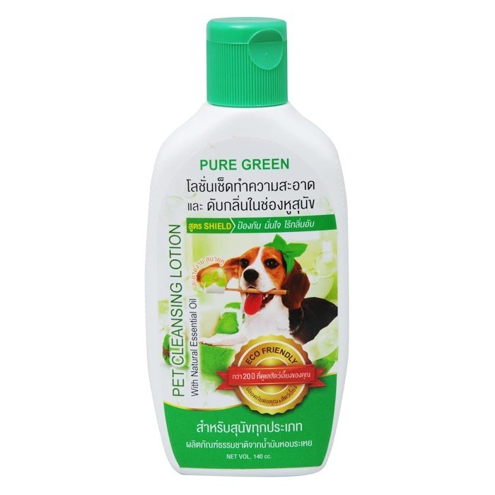 Pure Green เพียวกรีน น้ำยาเช็ดหู ใช้เช็ดทำความสะอาด มีสารจากธรรมชาติ ขนาด 140 cc (MNIKS)