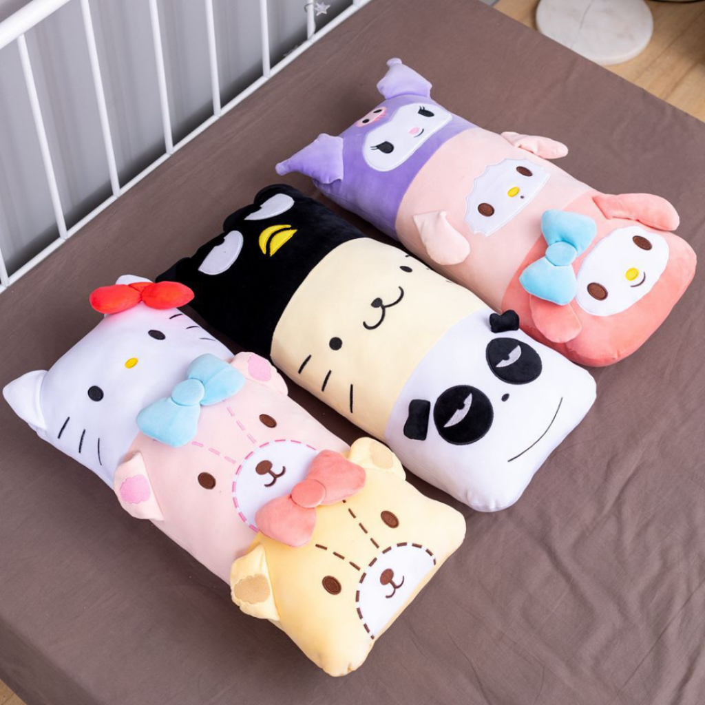 🧸 ตุ๊กตาหมอนข้าง หมอนอิง Sanrio งานชนช็อป  ทาง Dicut เนื้อนุ่ม  ขนาดประมาณ 30×70 cm.