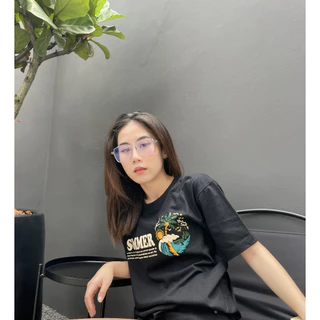 VINTAGE FACTORY เสื้อยืด Cotton100% SUMMER VACATION - เทคนิคซิลค์สกรีน สีจมลงเนื้อผ้าติดแน่นทนนาน