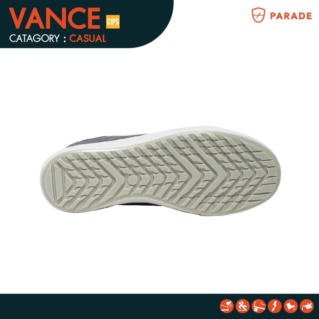 รองเท้าผ้าใบเซฟตี้ Parade รุ่น VANCE หัวเหล็ก กันลื่น กันทะลุ รองรับแรงกระแทกได้ดี