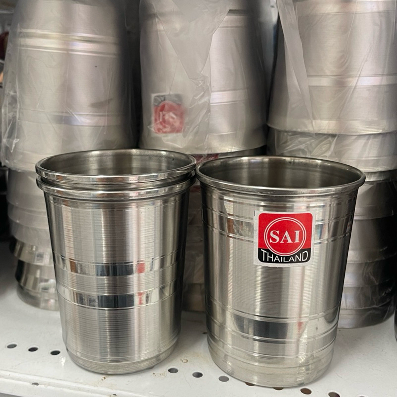 แก้วน้ำสแตนเลสหนา ไม่มีหู SAI กระป๋องน้ำ ทรงกระบอก เกรด A แก้วน้ำความจุ 250ml