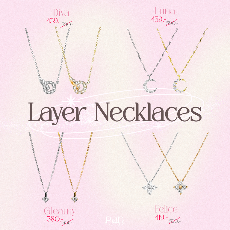 สร้อยเงินแท้ เพชรCZ. ใส่เป็น layer ได้ จี้เล่นแสง สีเงิน/สีทอง เรียบหรูมินิมอล ของขวัญ N0354-N0361