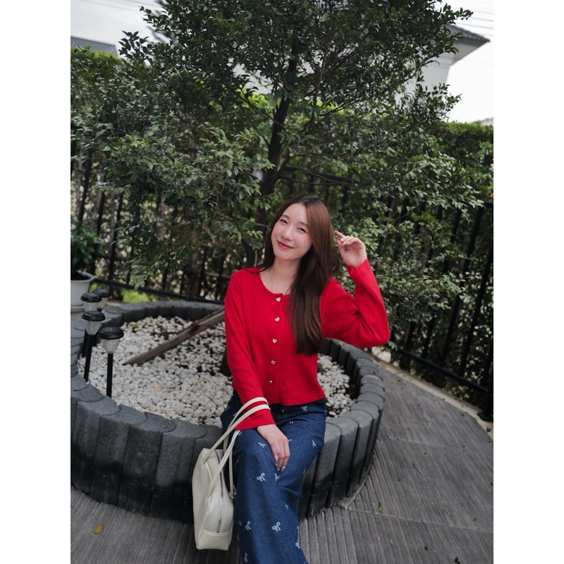 เสื้อ cardigan คลุมกระดุมหัวใจ