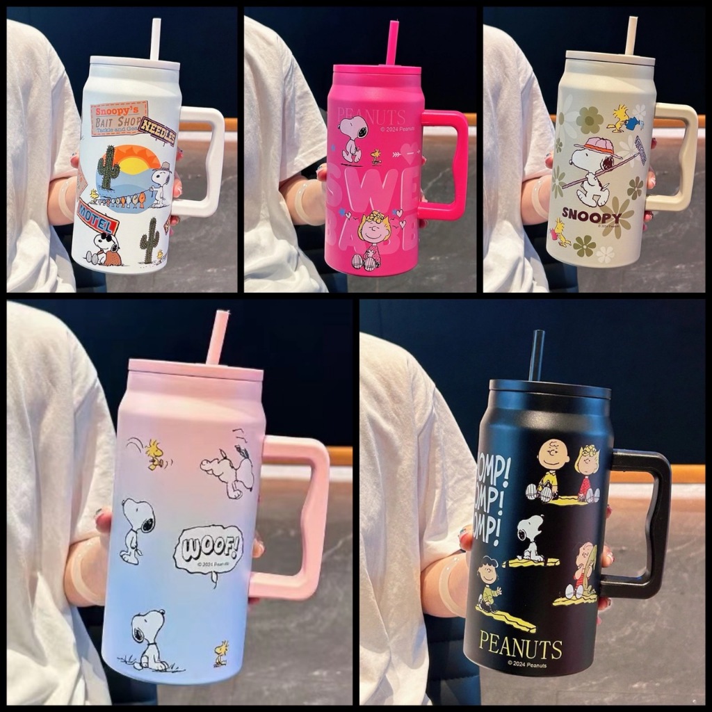 แก้วเก็บอุณหภูมิ Snoopy มีฝาและหลอดให้ครบเซ็ท แก้วสแตนเลส แก้วเก็บความเย็น