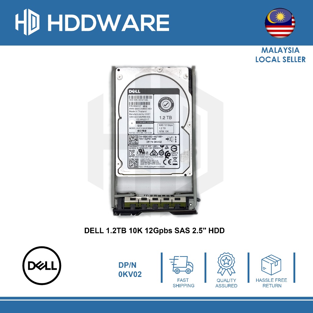 DELL 1.2TB 10K 12G SFF SAS 2.5" HDD // 0KV02 // HUC101812CSS200 // 0B34157