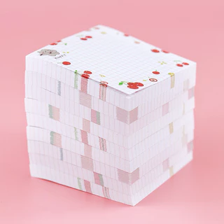 กระดาษโน๊ต ลายตาราง ผลไม้ มีกาวด้านหลัง ขนาด 8x8 ซม. จำนวน 80 แผ่น