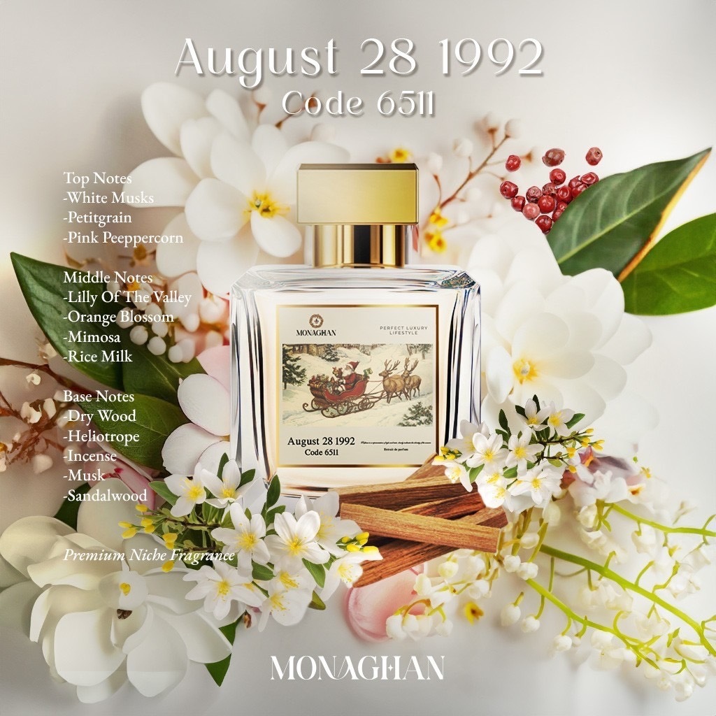 August 28 1992 Code 6511 unisexกลิ่นคล้ายๆกระดาษ คล้ายๆผ้าใหม่ นุ่มๆอุ่นๆหอมมาก Monaghan Perfume โมน