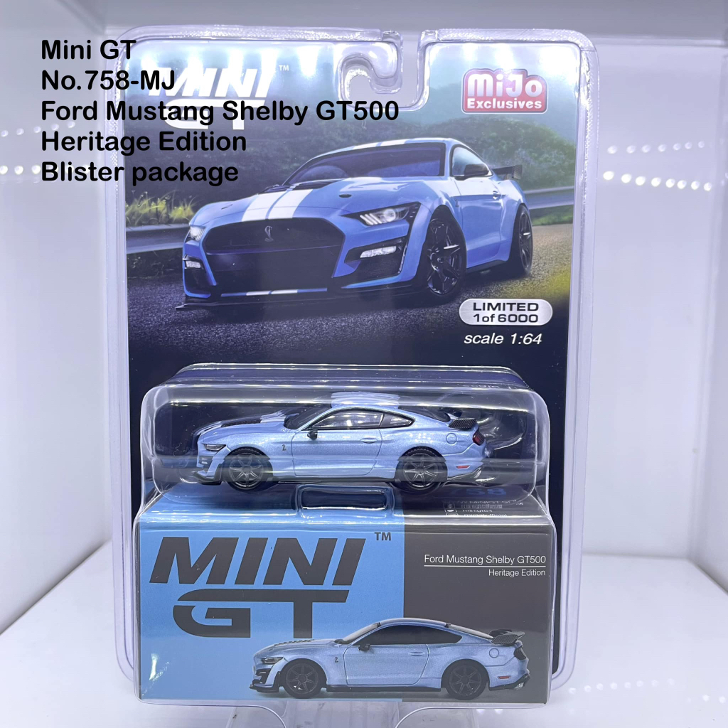 Mini GT📌 No. 758-MJ 📌 Ford Mustang Shelby GT500 Heritage Edition / USA Blister pcs Packaging