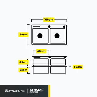 DYNAHOME รุ่น WD-10050-TD-BK อ่างล้างจานสแตนเลสดีดำ ซิงค์ดีไซน์ใหม่ หลุมลึก พร้อมอุปกรณ์ครบชุด