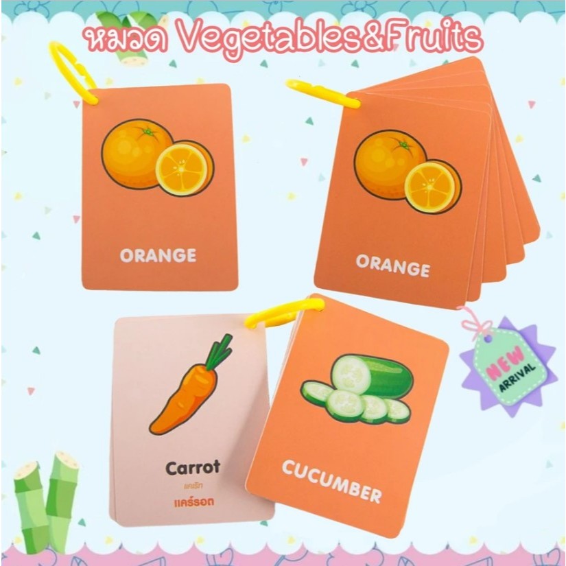 แฟลชการ์ดจิ๋ว FlashCard การ์ดภาพ หมวด ผักและผลไม้