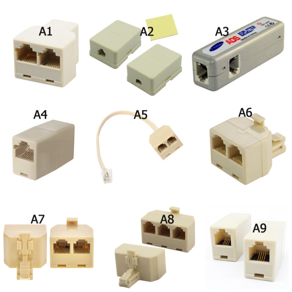 แยกสัญญาณ Adsl Splitter RJ45 RJ11 หัวต่อแลน หัวต่อโทรศัพท์ เต้ารับ สายต่อแยกสายแลน 1/1 1/2 1/3 (ราคา
