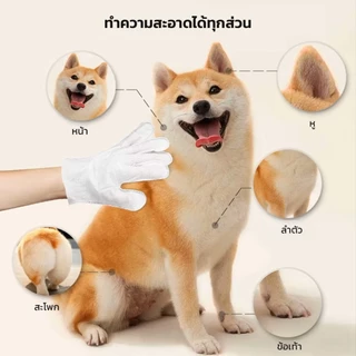 KUMOO PET ถุงมือสปา ทำความสะอาดสัตว์เลี้ยง ใช้งานง่าย ทำความสะอาดได้ทุกส่วน