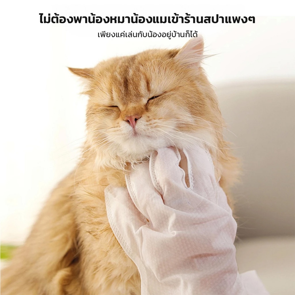KUMOO PET ถุงมือสปา ทำความสะอาดสัตว์เลี้ยง ใช้งานง่าย ทำความสะอาดได้ทุกส่วน - รูปที่ 5