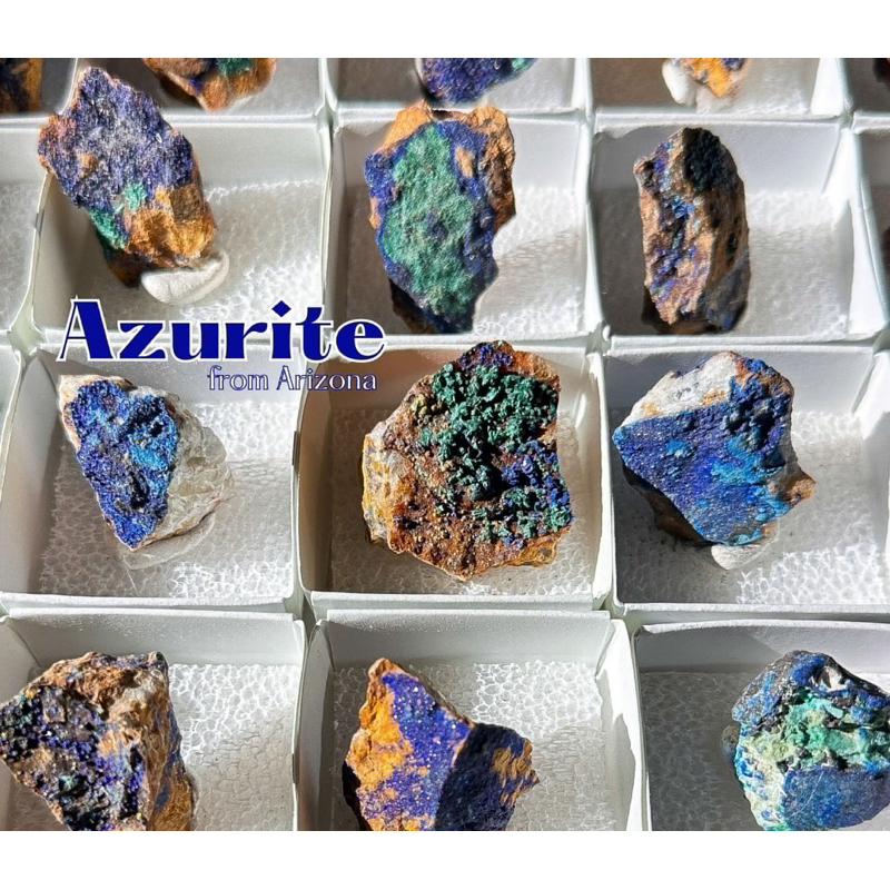 1 PC Raw Azurite Specimens from Arizona, Third Eye Stone, Azurite + Malachite Specimens, Azurite,  A