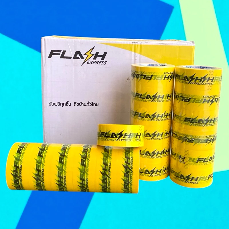 เทปแฟลช/เทปFlash Express (กว้าง 2นิ้ว ยาว 100หลา) เทปใส สีเหลือง (1 ม้วน)