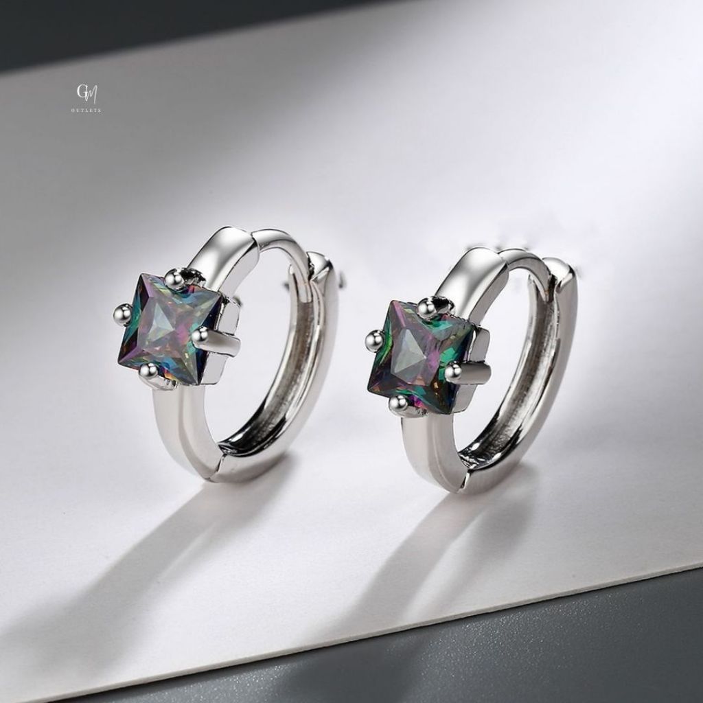 OUTLETS ล้างสต็อกจากโรงงานตรง ต่างหู Colored Stone ตุ้มหูเงินแท้925  Valentine ของขวัญ ต่างหูผู้หญิง