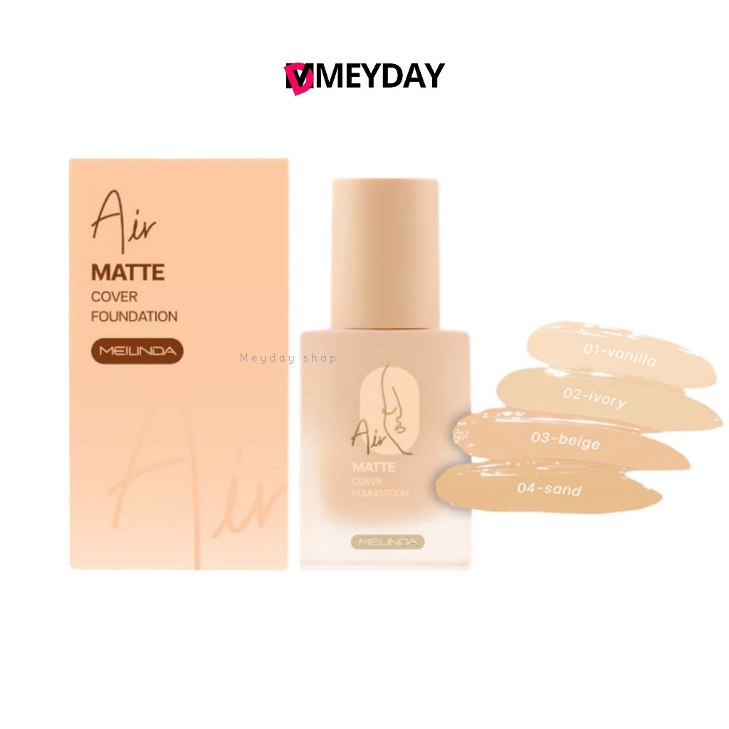 (MC8017) Meilinda Air matte cover foundation เมลินดา รองพื้นเนื้อแมทกำมะหยี่ รองพื้นกันน้ำ งานผิวปัง เน้นปกปิด