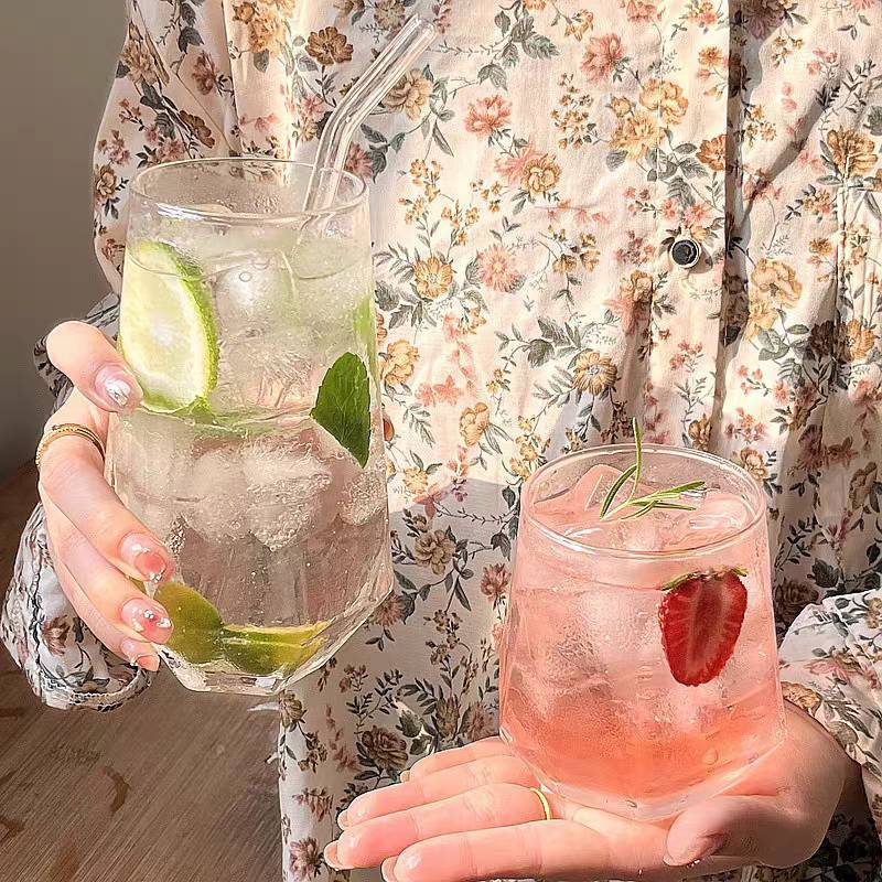 พร้อมส่ง แก้วเครื่องดื่มเย็น ทรงสูงสุดน่ารัก สไตล์มินิมอล คาร์เฟ่ - รูปที่ 2